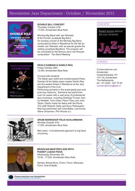 Newsletter Jazz Department - October / November 2011