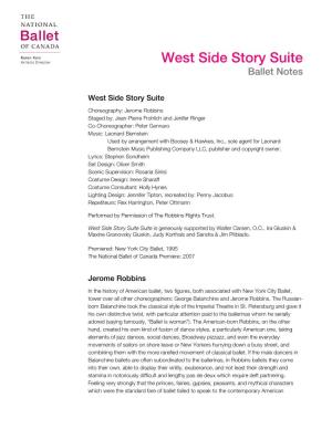 West Side Story Suite Ballet Notes