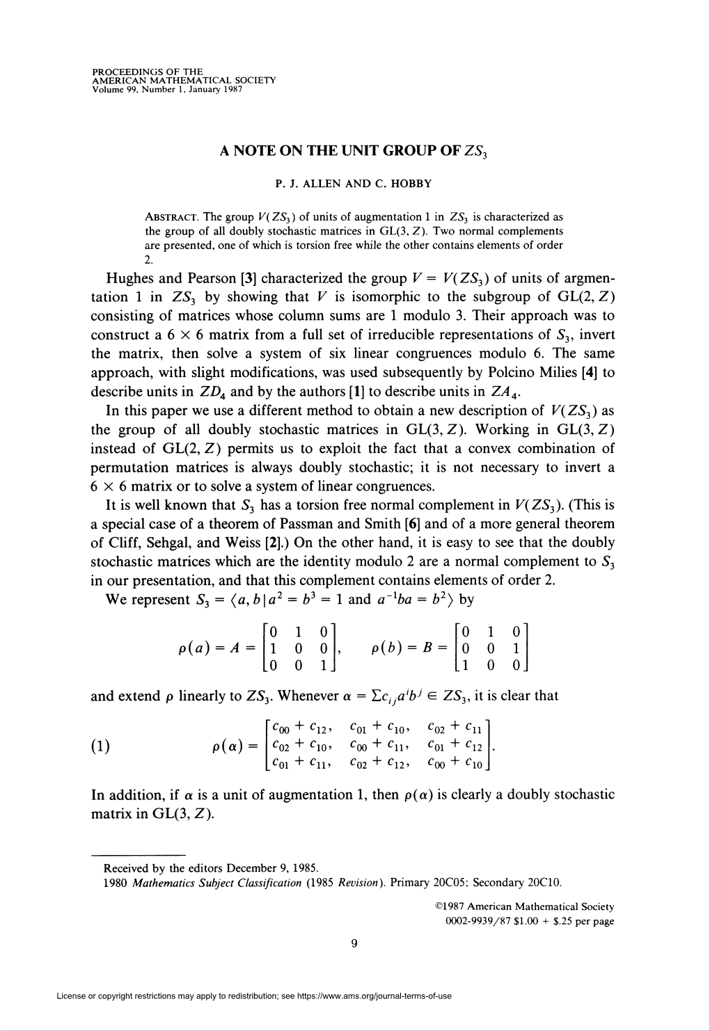 A Note on the Unit Group of Zs3 P