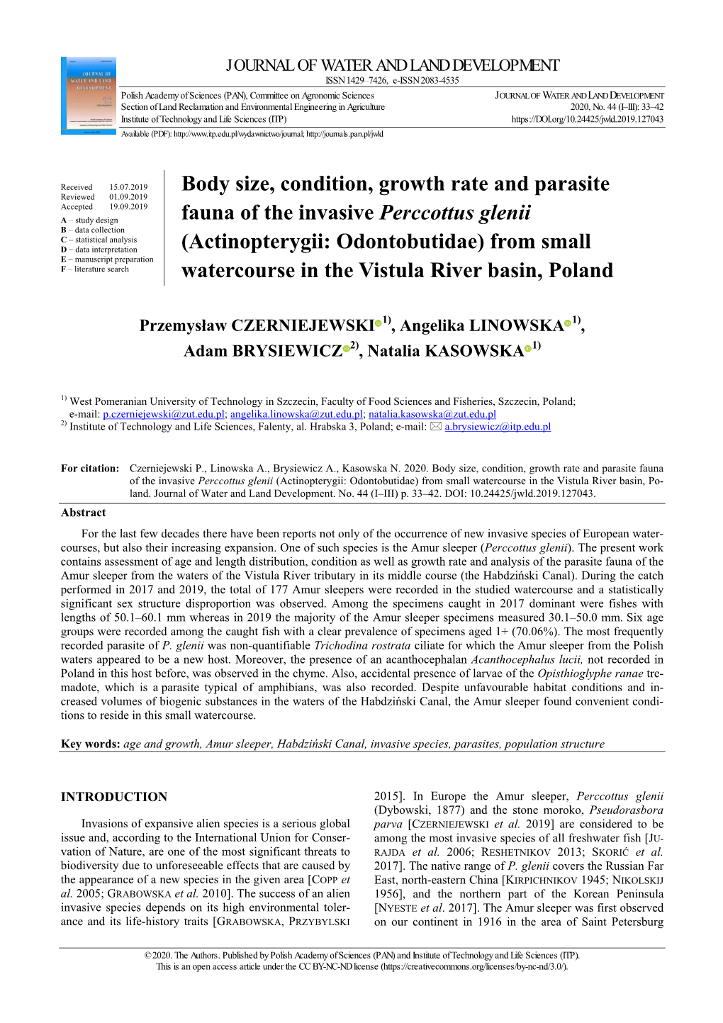 Body Size, Condition, Growth Rate and Parasite Fauna of the Invasive