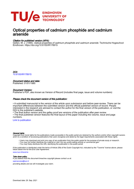 Optical Properties of Cadmium Phosphide and Cadmium Arsenide