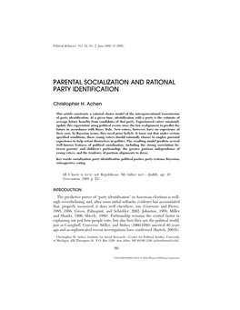 Parental Socialization and Rational Party Identification