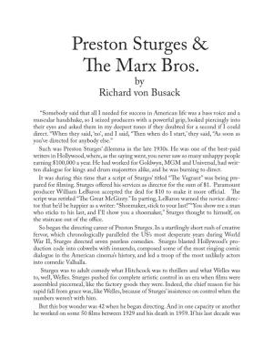 Preston Sturges & the Marx Bros