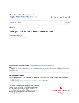 The Right to One's Own Likeness in French Law