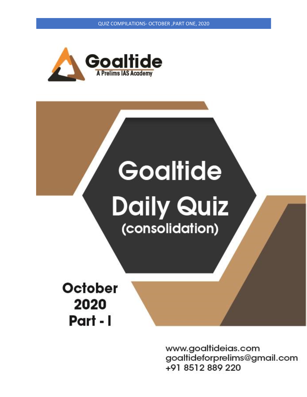 Quiz Compilations- October ,Part One, 2020