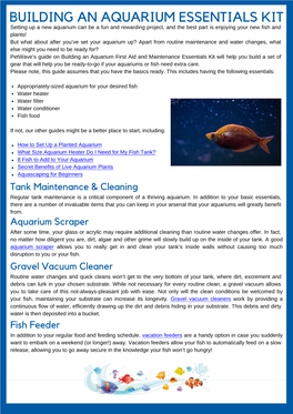 Building an Aquarium First Aid & Maintenance Essentials