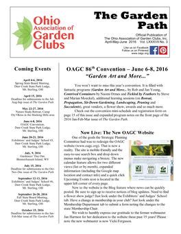 The Garden Path Official Publication of the Ohio Association of Garden Clubs, Inc