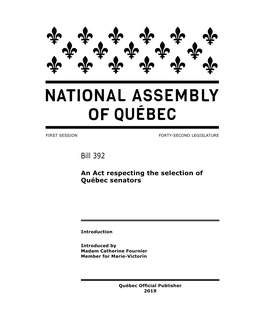 An Act Respecting the Selection of Québec Senators