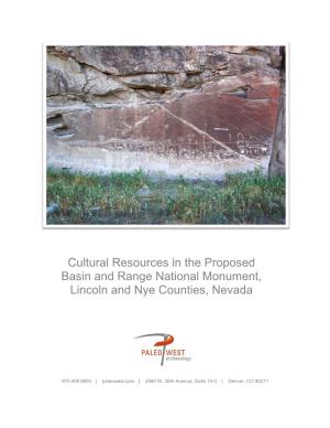 Cultural Resources in the Proposed Basin and Range National Monument, Lincoln and Nye Counties, Nevada