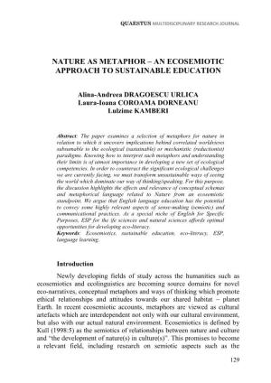 Nature As Metaphor – an Ecosemiotic Approach to Sustainable Education