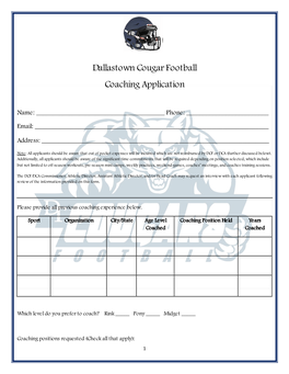 Dallastown Cougar Football Coaching Application