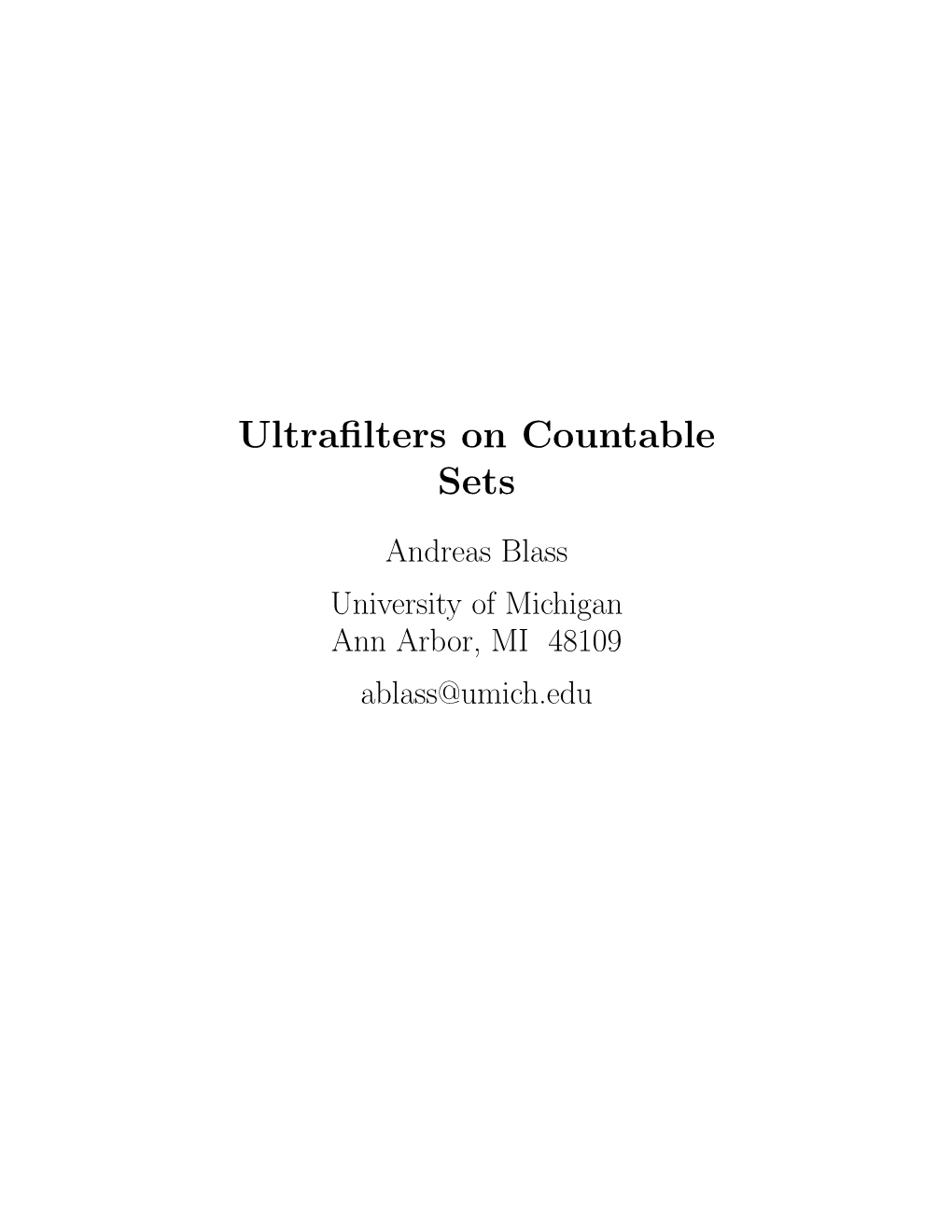 Ultrafilters on Countable Sets