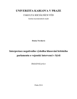 UNIVERZITA KARLOVA V PRAZE FAKULTA SOCIÁLNÍCH VĚD Institut Mezinárodních Studií