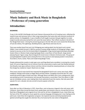 Music Industry and Rock Music in Bangladesh : Preference of Young Generation