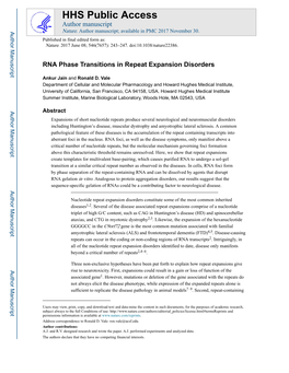 RNA Phase Transitions in Repeat Expansion Disorders