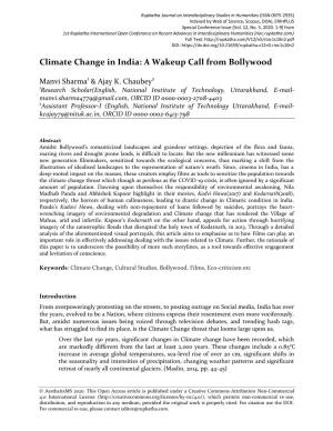 Climate Change in India: a Wakeup Call from Bollywood