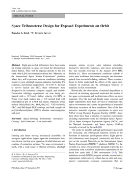 Space Tribometers: Design for Exposed Experiments on Orbit
