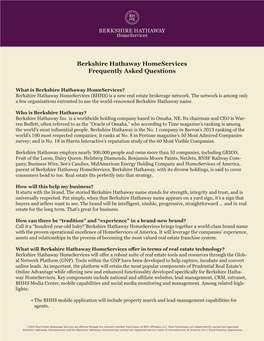 Berkshire Hathaway Homeservices Frequently Asked Questions