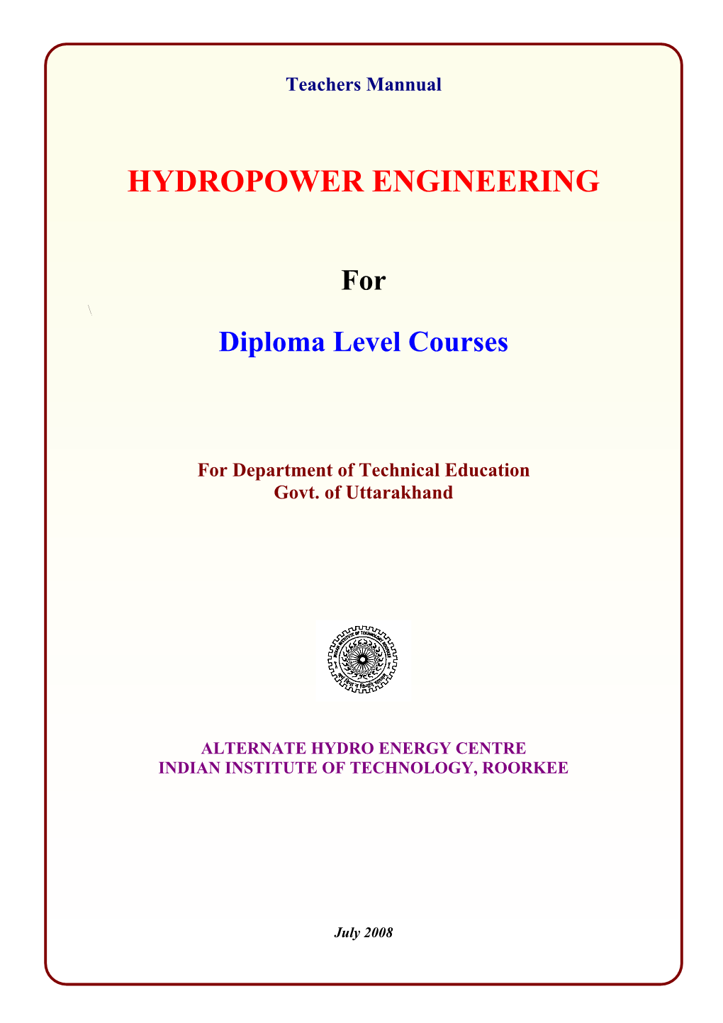 Hydropower Engineering