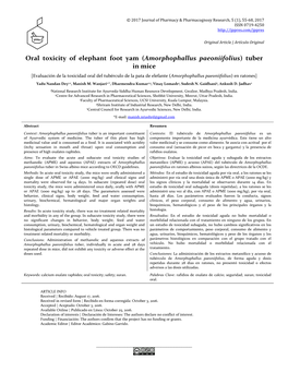 Oral Toxicity of Amorphophallus Paeoniifolius Tuber