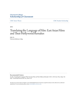 East Asian Films and Their Hollywood Remakes