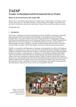 Troodos Archaeological and Environmental Survey Project