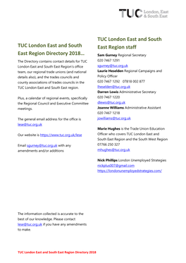 TUC London East and South East Region