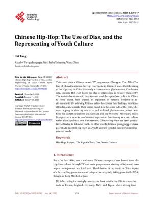 Chinese Hip-Hop: the Use of Diss, and the Representing of Youth Culture