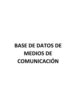 Base De Datos De Medios De Comunicación