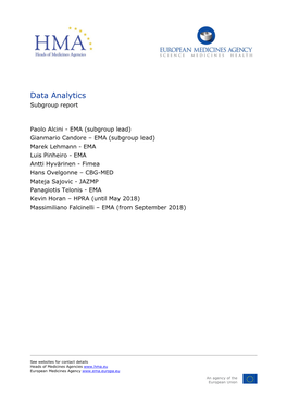 Data Analytics Subgroup Report