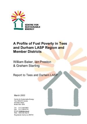 A Profile of Fuel Poverty in Tees and Durham LASP Region and Member Districts