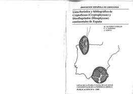 Lista Florística Y Bibliográfica De Criptoficeas (Cryptophyceae) Y Dinoflagelados (Dinophyceae) Continentales De España