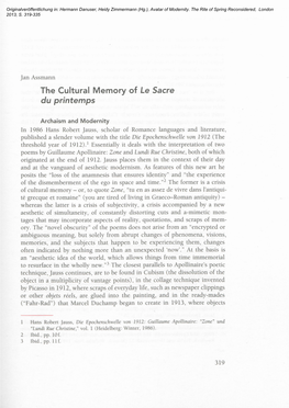 The Cultural Memory of Le Sacre Du Printemps