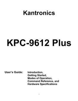 KPC-9612 Plus Manual
