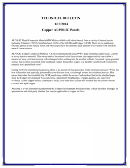 ALPOLIC Copper Tech Bulletin 07.22.2013