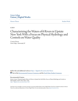 Characterizing the Waters of 6 Rivers in Upstate New York with a Focus