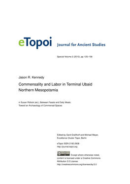 Commensality and Labor in Terminal Ubaid Northern Mesopotamia