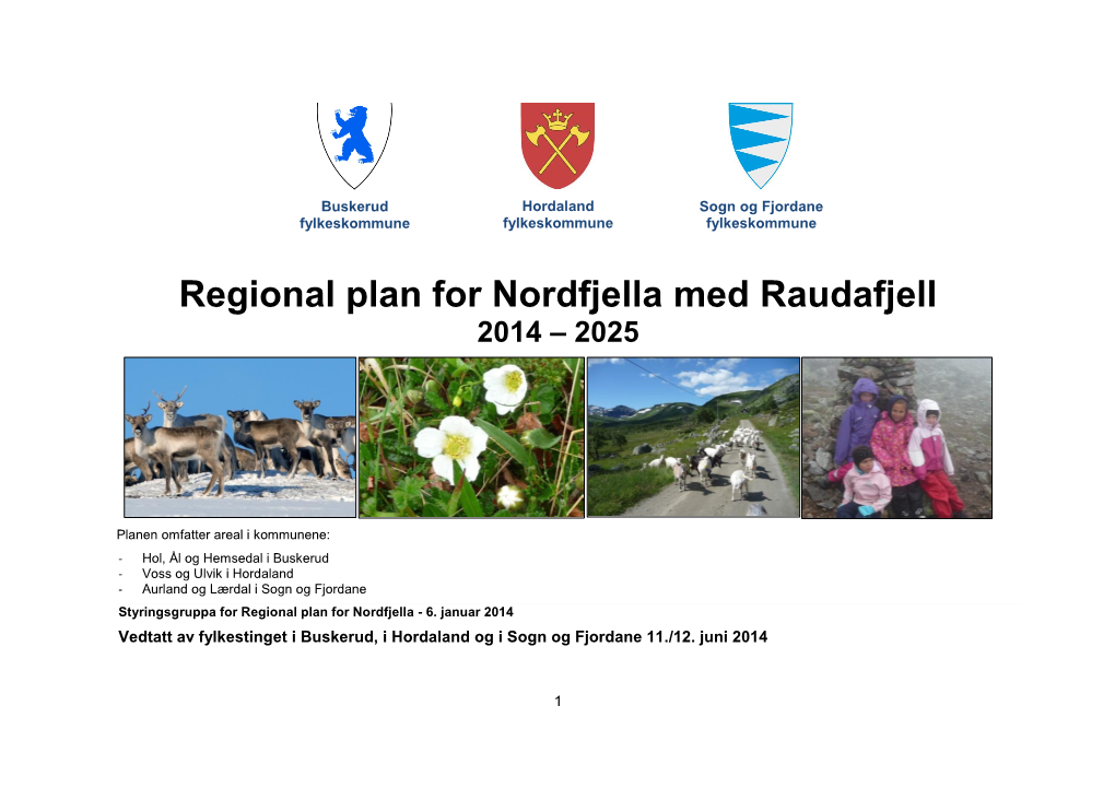 Regional Plan for Nordfjella Med Raudafjell 2014 – 2025