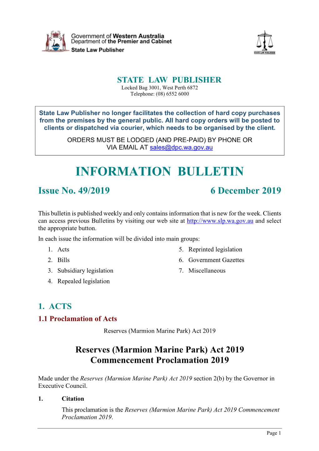 Legislation Bulletin