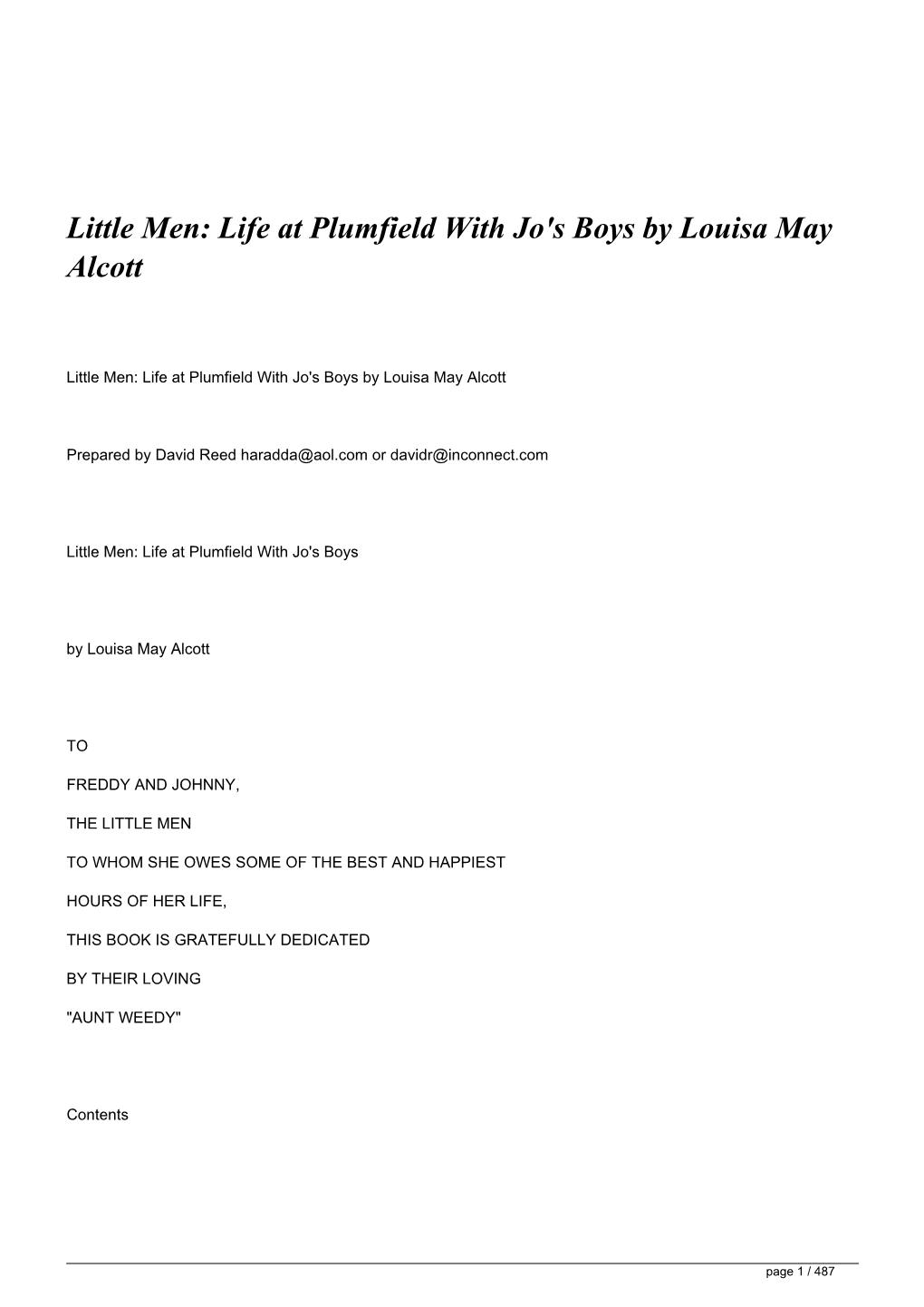 Little Men: Life at Plumfield with Jo's Boys by Louisa May Alcott