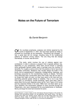 Notes on the Future of Terrorism