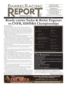 Rowdy Carries Taylor & Rickie Engesser to Cnfr, SDHSRA Championships