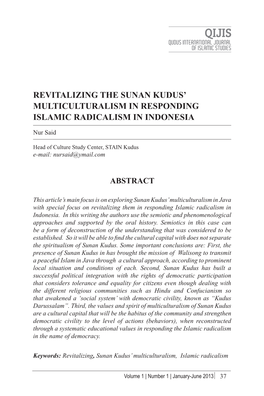 Revitalizing the Sunan Kudus' Multiculturalism In