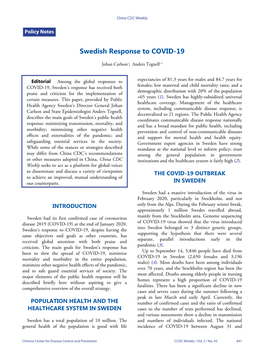 Swedish Response to COVID-19
