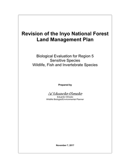 Revision of the Inyo National Forest Land Management Plan