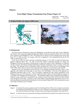 Extra High Voltage Transmission Line Project Stage I, II Report Date: October, 2002 Field Survey: June, 2001