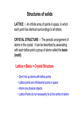 Structures of Solids