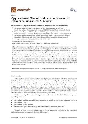 Application of Mineral Sorbents for Removal of Petroleum Substances: a Review