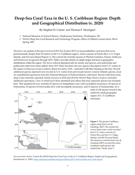 Deep-Sea Coral Taxa in the U. S. Caribbean Region: Depth and Geographical Distribution (V