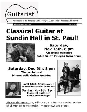 Classical Guitar at Sundin Hall in St. Paul!